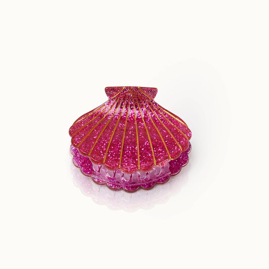 Pince à cheveux Coquillage rose pailleté
