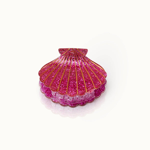 Glittery pink seashell hair clip