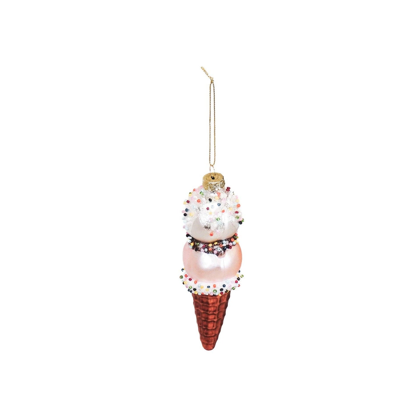 Strawberry Vanilla Ice Cream Cone Christmas Ball