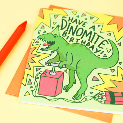 T-Rex Dinosaur Birthday Card “Have a Dinomite Birthday”