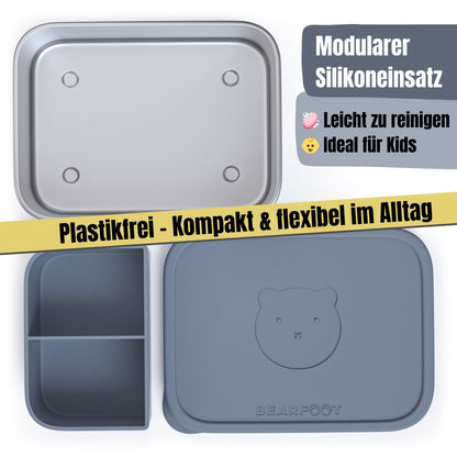 Kids' Stainless Steel Lunch Box with Silicone Insert - Blue