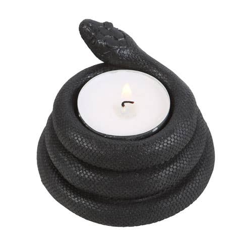 Bougeoir Serpent Noir pour Bougie Chauffe-Plat – Creepy Tealights