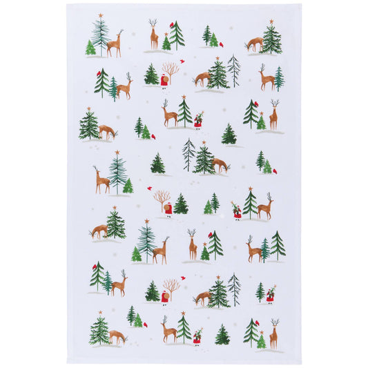 Christmas Tea Towel with Santa's Reindeer