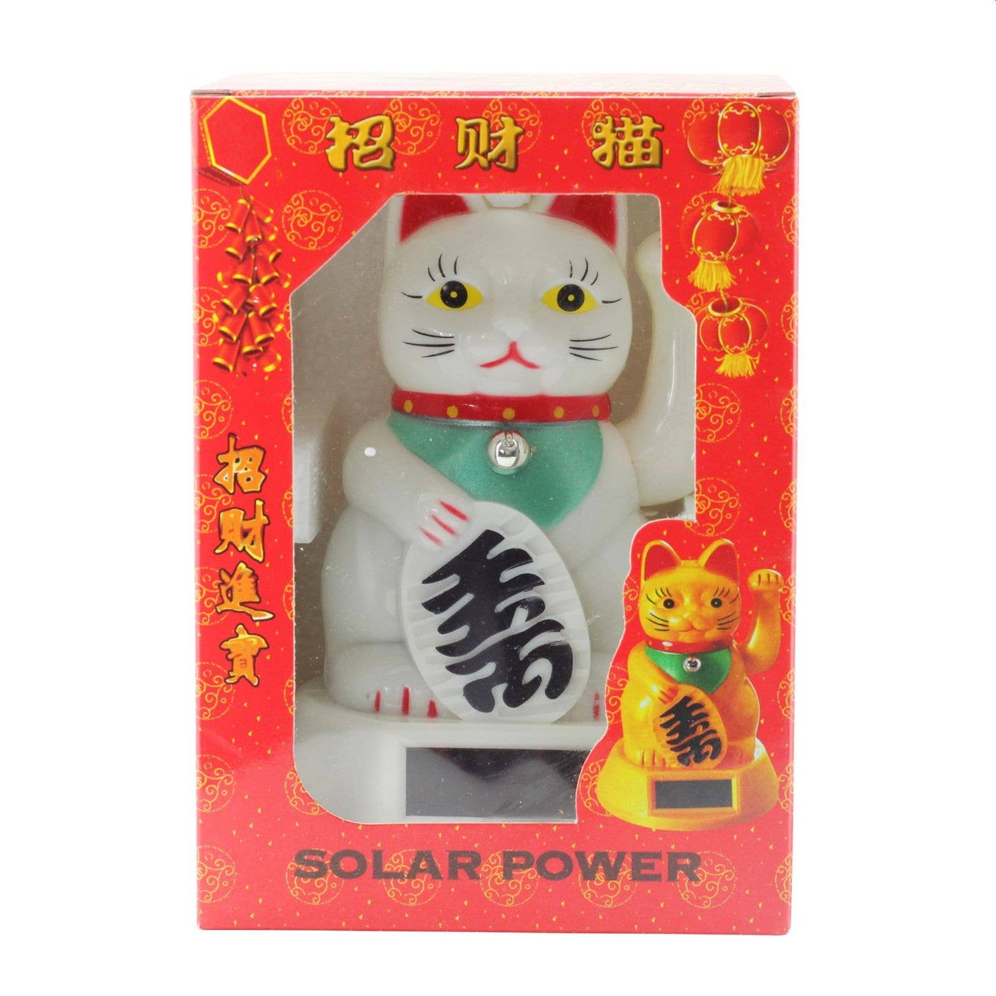 Solar lucky white cat 12cm
