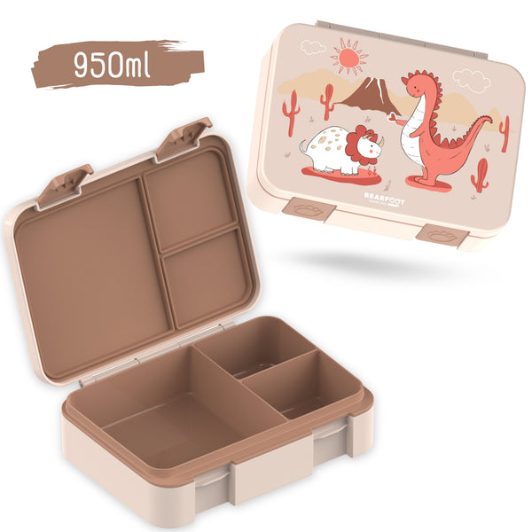 Bento Box with Compartments, Lightweight & Leakproof - Dino Brown