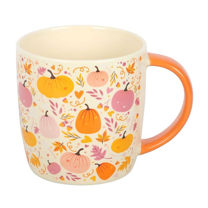 Mug d'automne à motif de citrouilles roses et orange