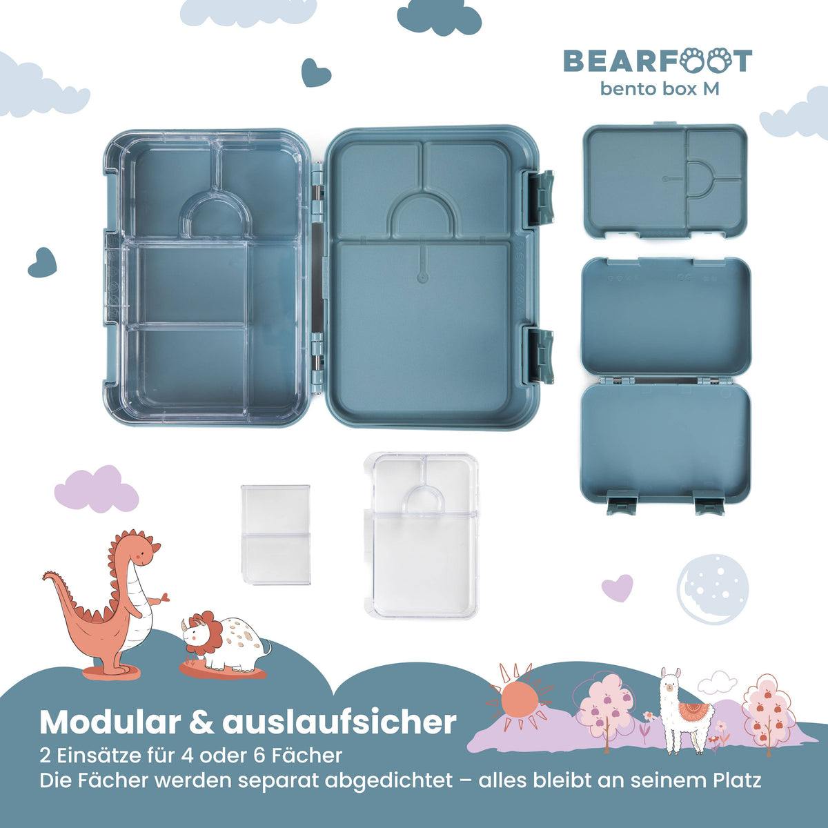 Kids' lunchbox with compartments, bento box - Bear