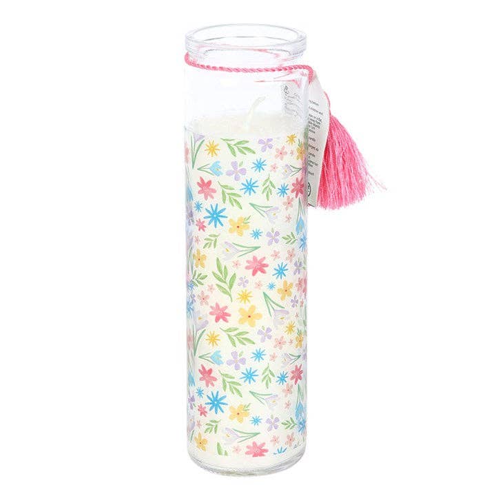 Fresh Linen Tube Candle with Spring Floral Print