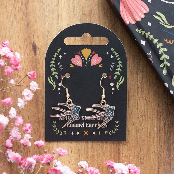 Blue bird spread your wings earrings