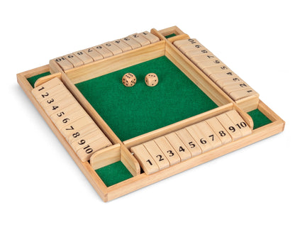 WOODEN 4-PLAYER SHUT THE BOX GAME