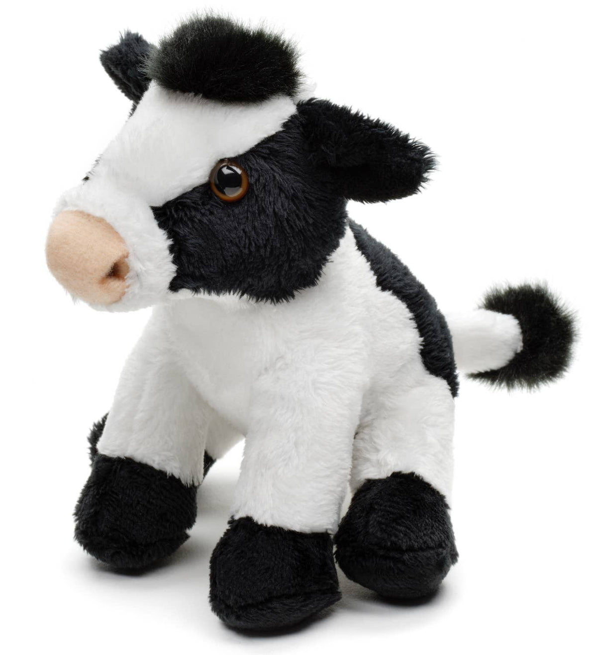 Peluche vache noir et blanc assis