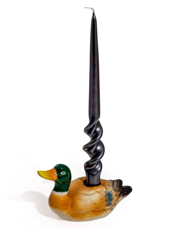 Mallard duck ceramic candle holder