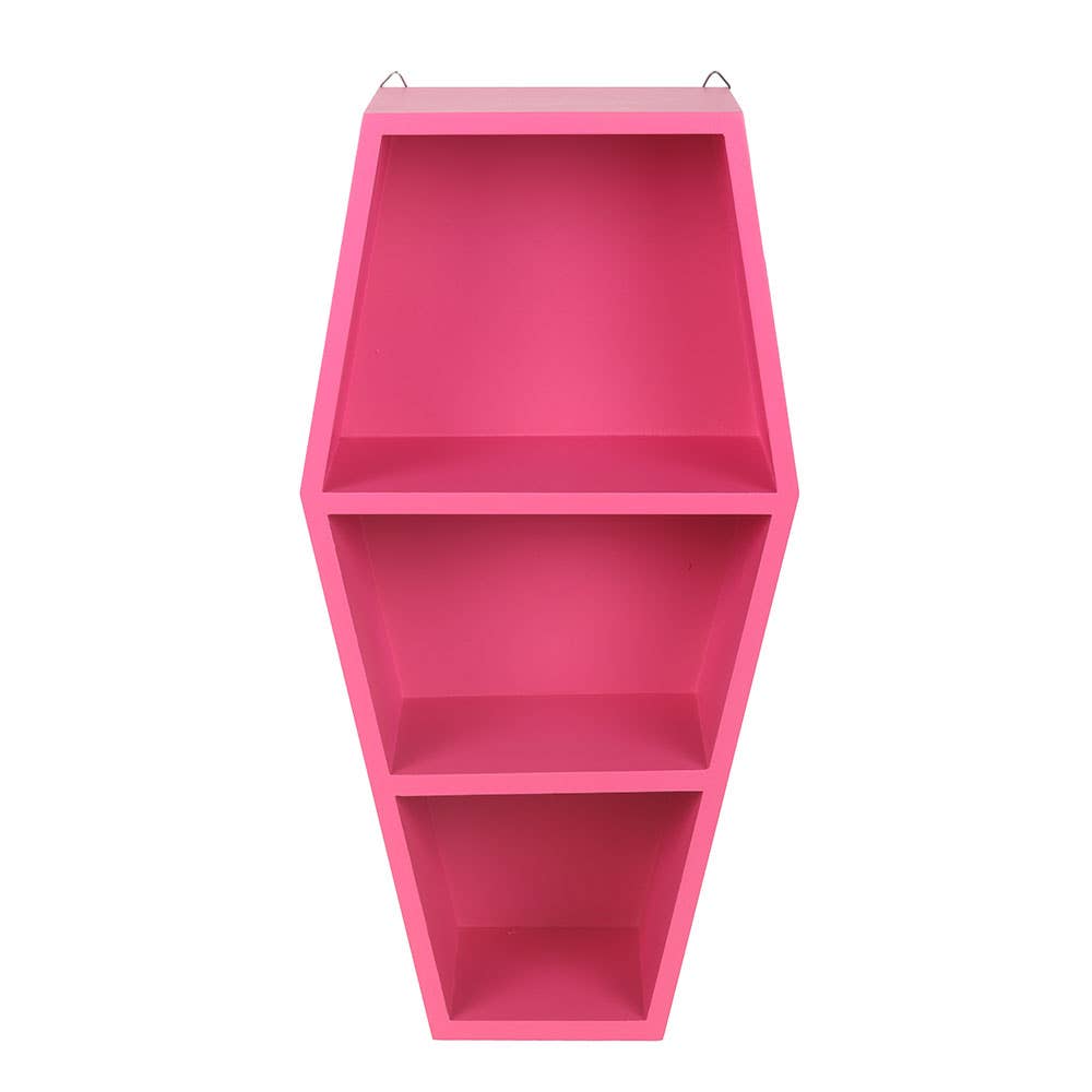Fuchsia pink coffin-shaped shelf