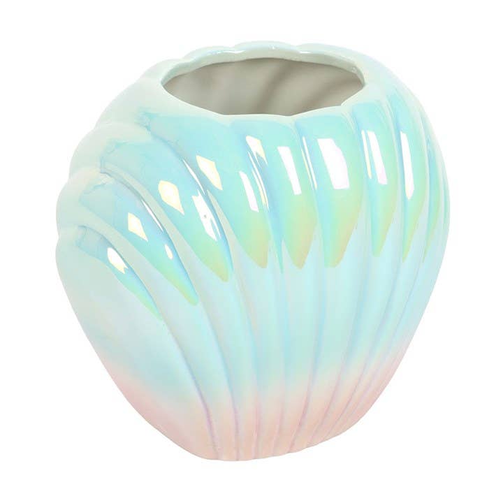 Vase à Fleurs Coquille de Palourde Iridescente