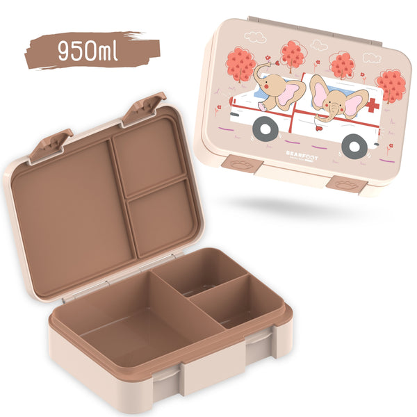 Bento box with compartments, lightweight & leak-proof - Ambulance brown