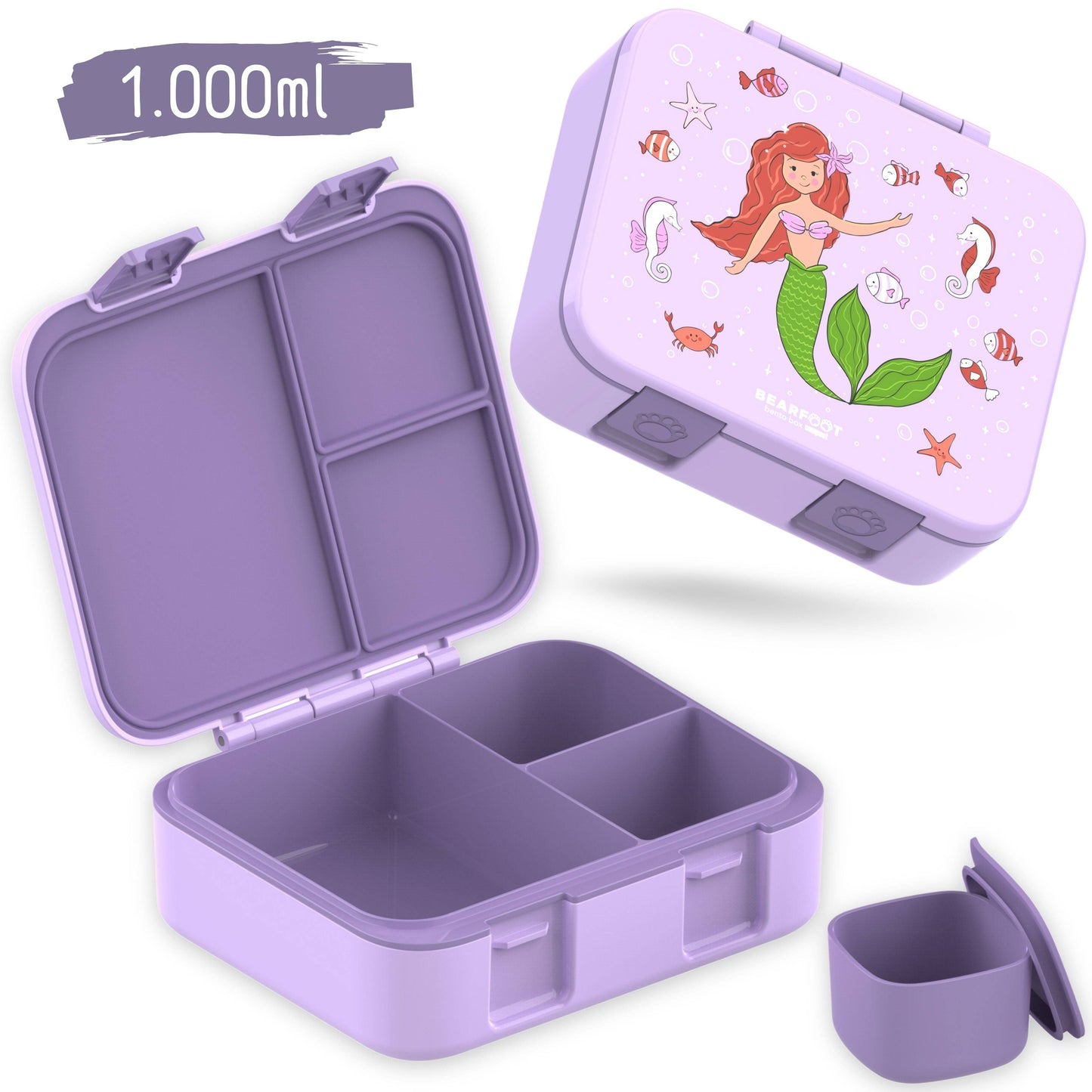 Compartmentalized, leakproof lunch box - Purple Mermaid