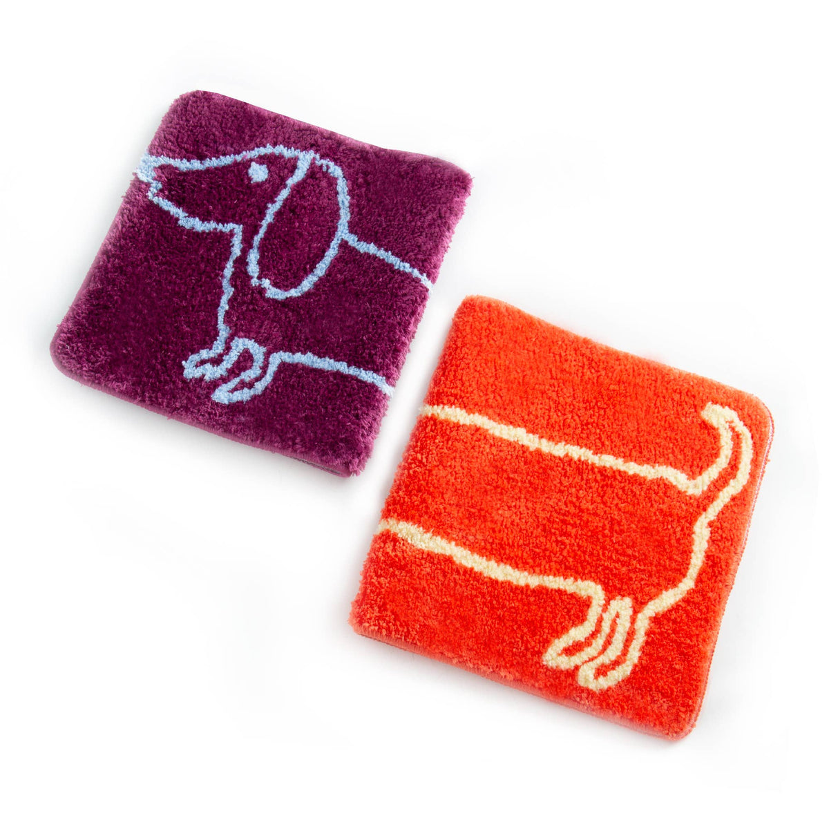 Purple Bath Mat with Dachshund by Helio Ferretti