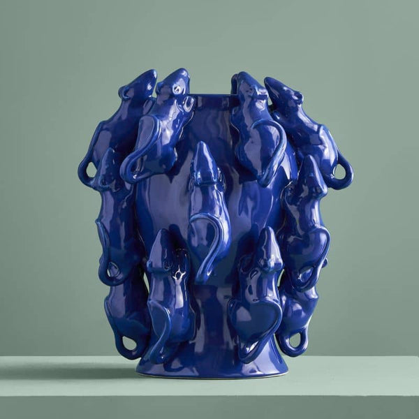 M. Mäuschen vase, cobalt blue stoneware, 23 x 23 x 26 cm