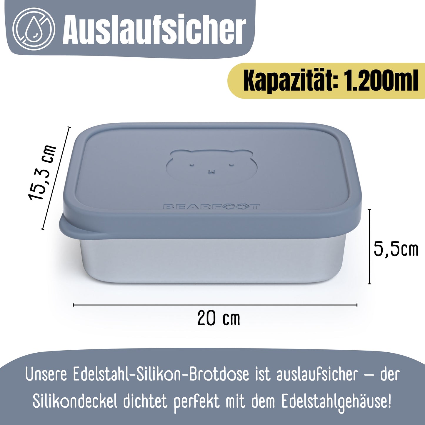 Kids' Stainless Steel Lunch Box with Silicone Insert - Blue