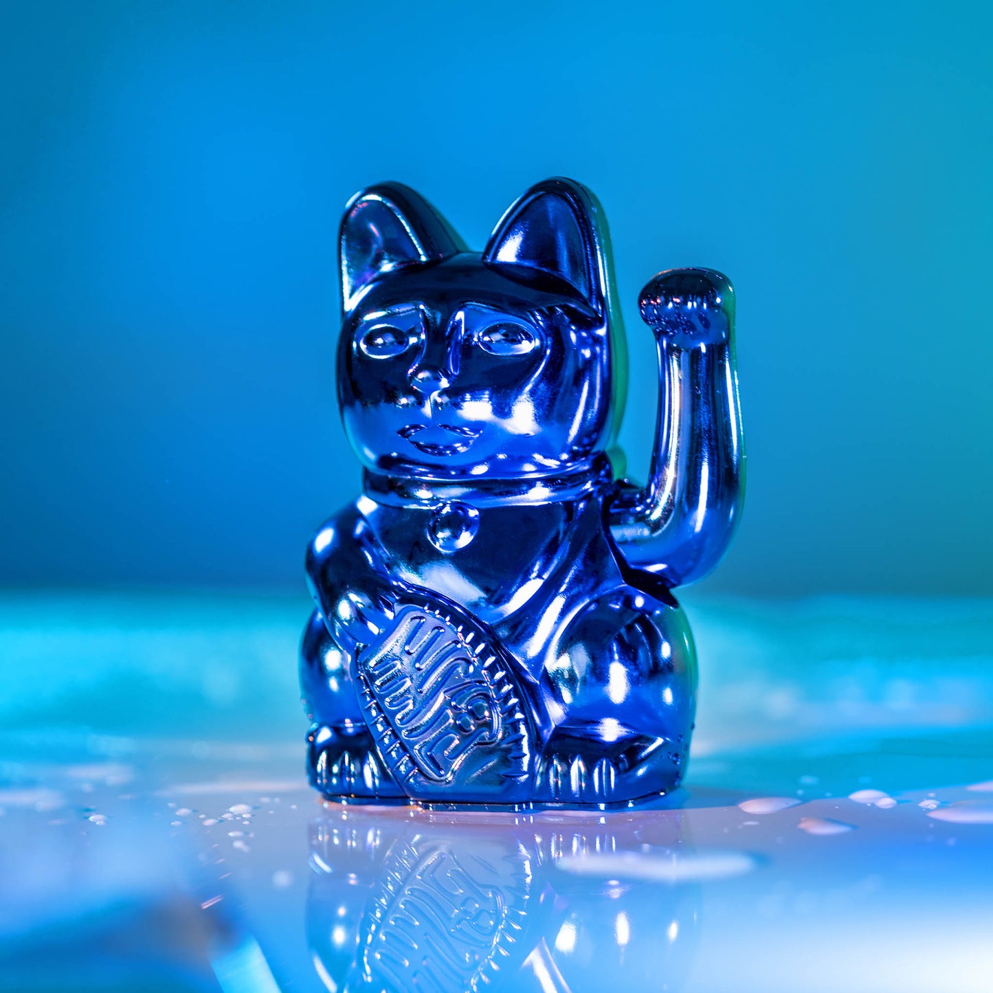 Shiny Blue Lucky Cat - Cosmic Earth Edition