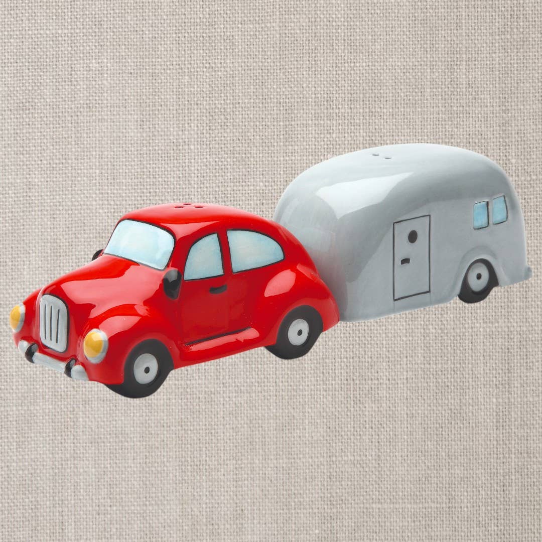 Ceramic Salt and Pepper Shaker Set for Car and Trailer 8626