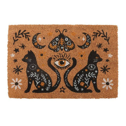 Paillasson Halloween naturel — chat folklorique effrayant