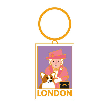 Queen &amp; Corgi Keychain, London Keychain