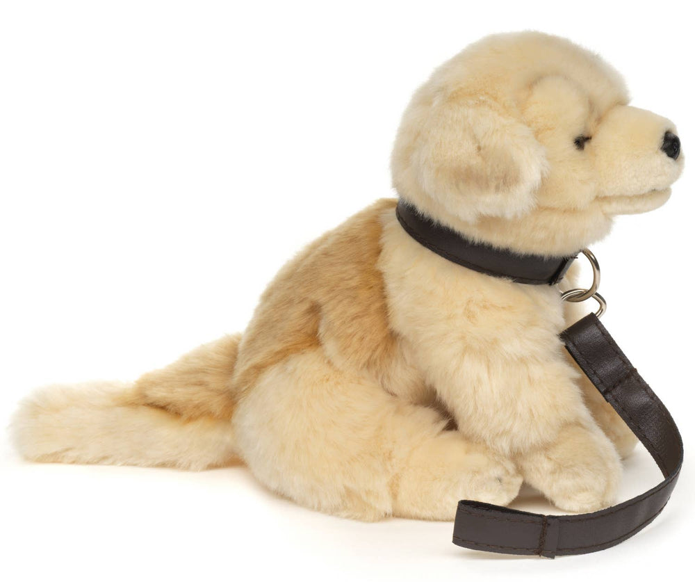 Peluche Golden Retriever (avec Laisse) - Avec Voix qui Aboie (Son) - 19 cm (Hauteur)