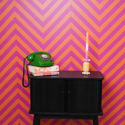 Candlestick - Toffee Candy - Ceramic - Pink/Yellow - 7.5x7.5x13 cm