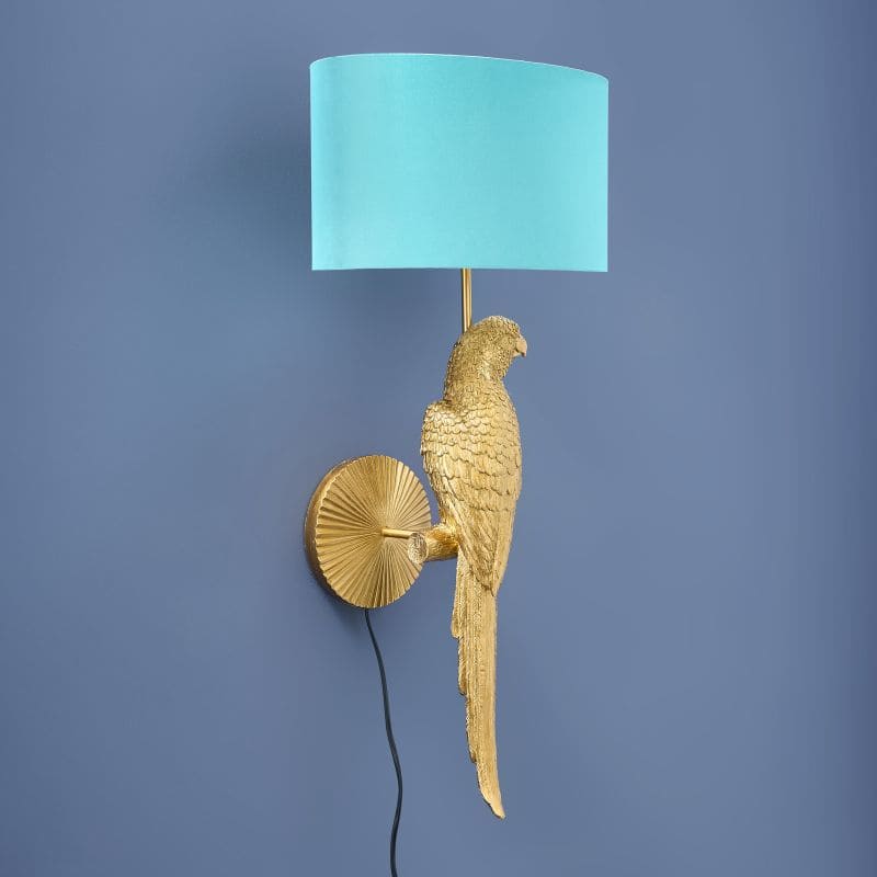 Percy Parrot Wall Sconce, Gold/Turquoise