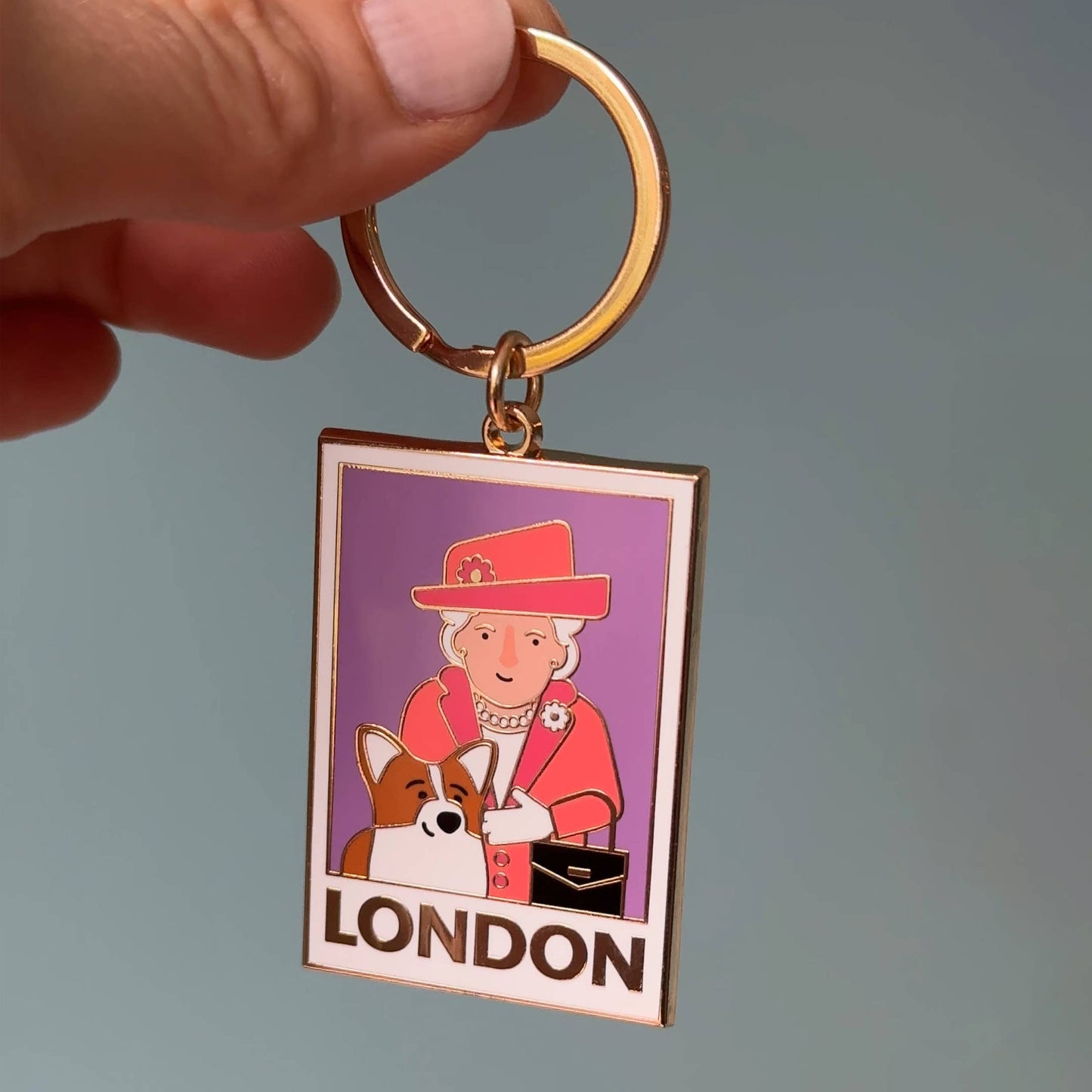 Queen &amp; Corgi Keychain, London Keychain