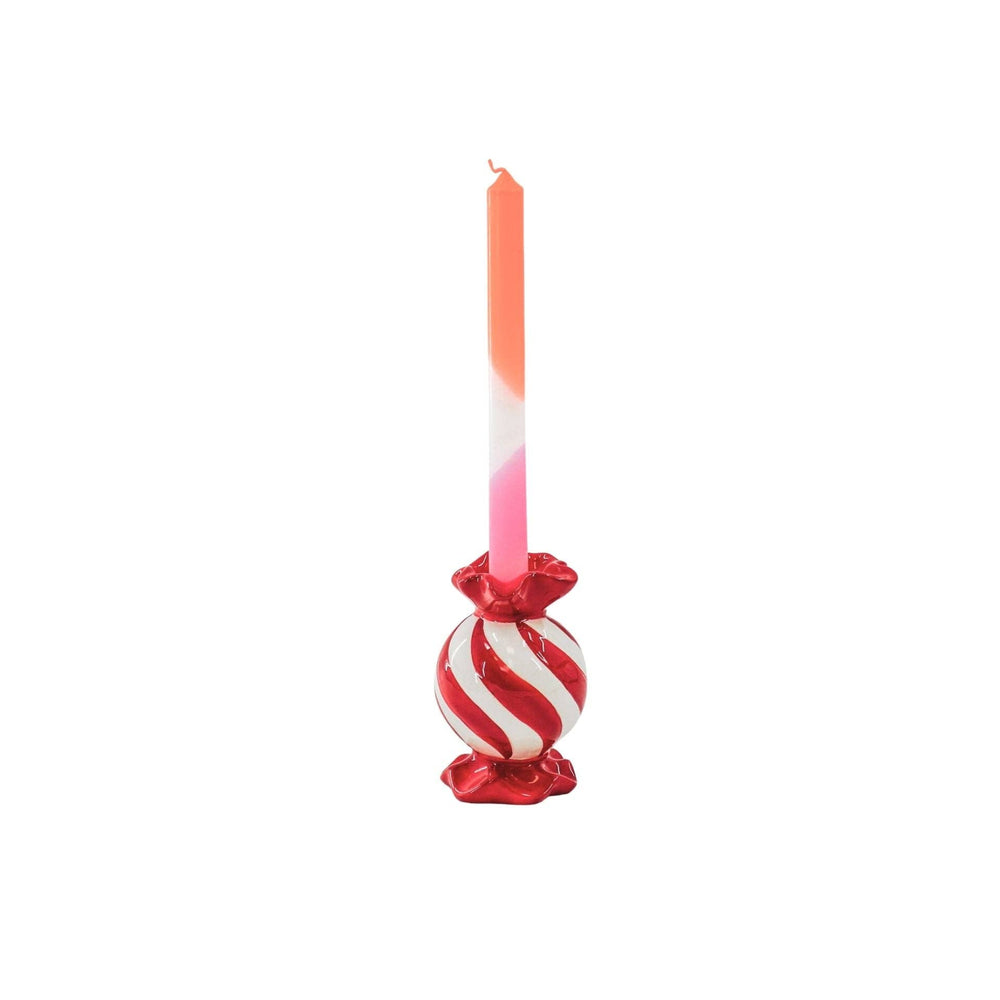 Candeliere - Caramelle Toffee - Rosso/Bianco - 8,5x8,5x13 cm