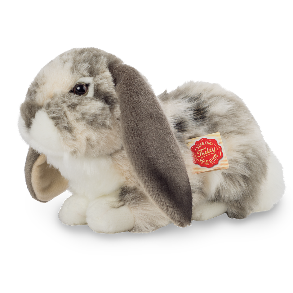 Peluche Lapin Bélier gris et blanc