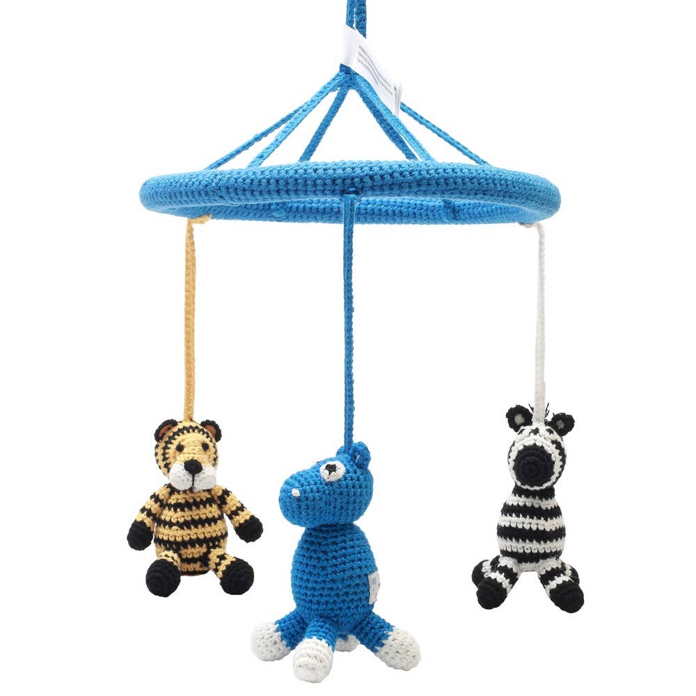 Mobile with tiger, hippopotamus and zebra
