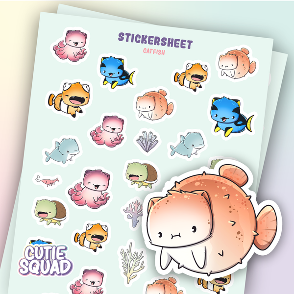Planches d'autocollants Poisson-chat