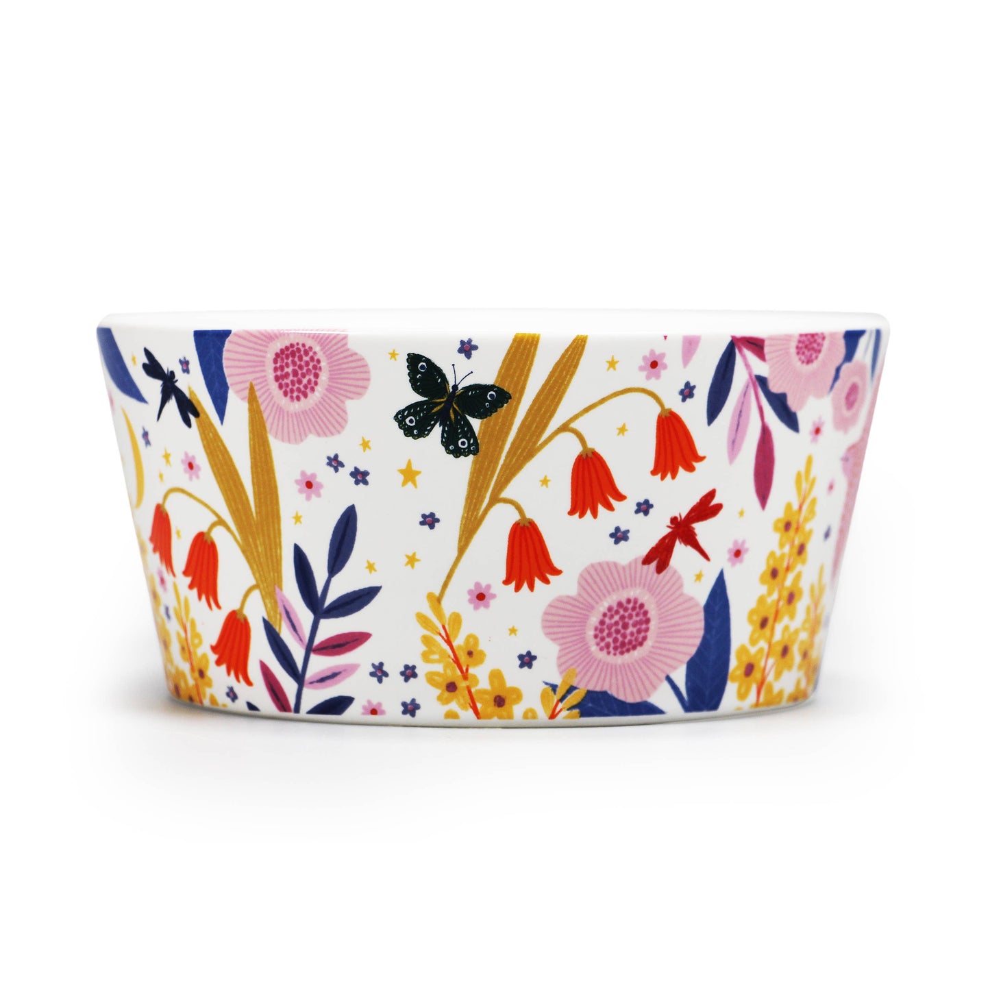 Ceramic bowl with floral design, positive and uplifting message
