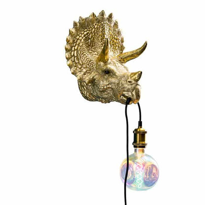 Triceratops Cera Gold wall light, resin, 31.5 x 28.5 cm