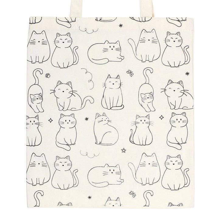 Tote Bag Imprimé Chats Blancs