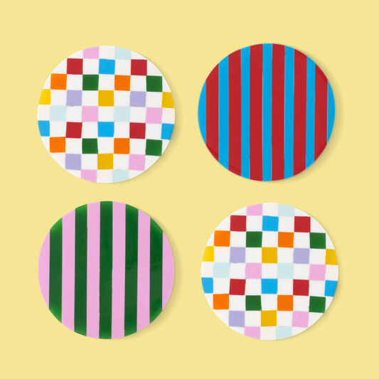 Ensemble de 4 sous-verres en résine Coffee Club