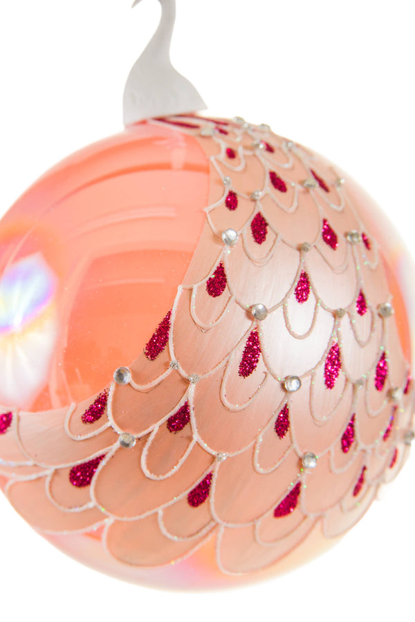 Pink Peacock Christmas Bauble