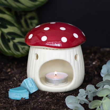 Brûleur d'huile en forme de champignon rouge