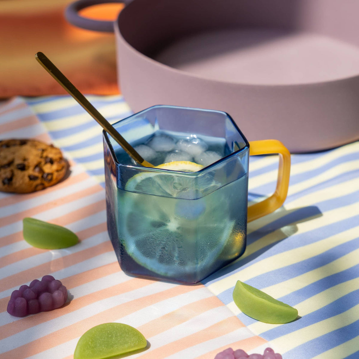 Blue Geometric Glass Mug