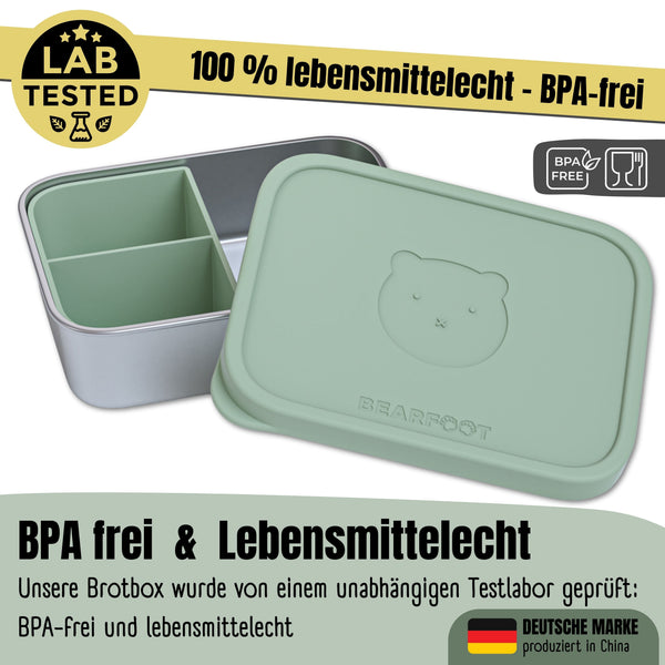 Stainless Steel Kids Lunch Box with Silicone Insert - Sage