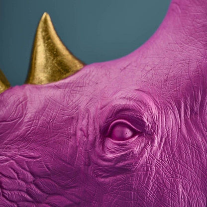 S/2 Rhinoceros Bookends, Magenta, 39.5 x 14.2 x 20.5 cm
