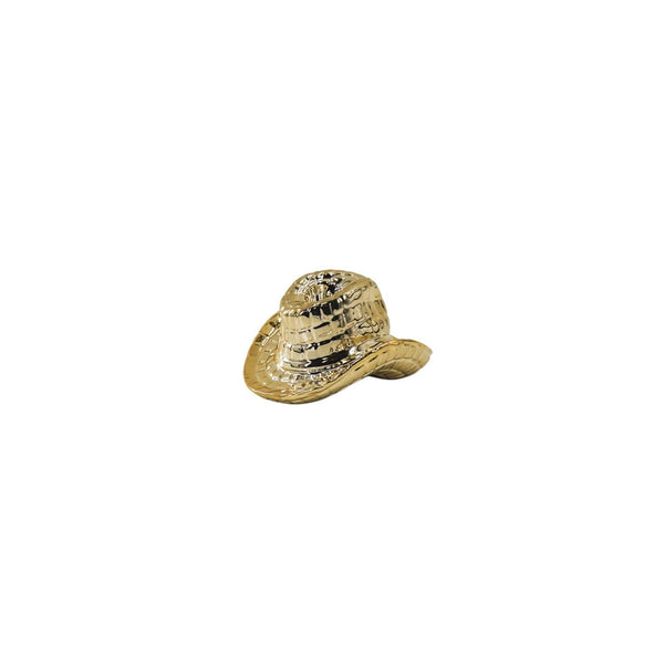 Candlestick - Cowboy Hat - Ceramic - Gold - 13.5x11x7 cm