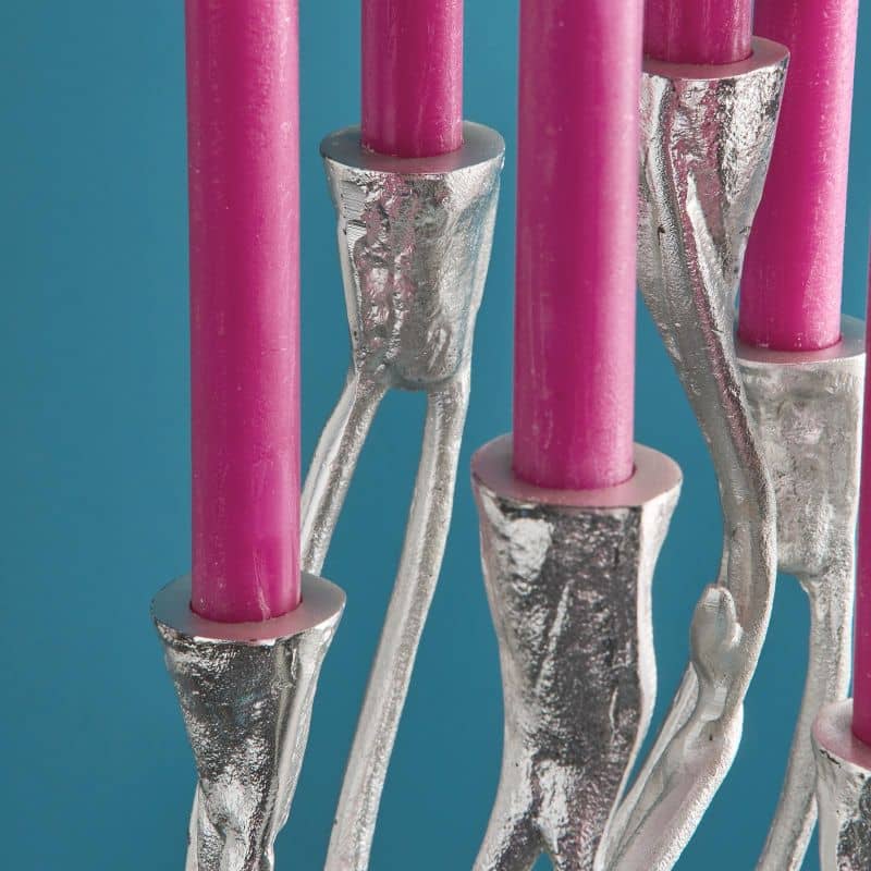 Roots Candlestick Silver, Aluminum, 25 x 22 x 63.5 cm