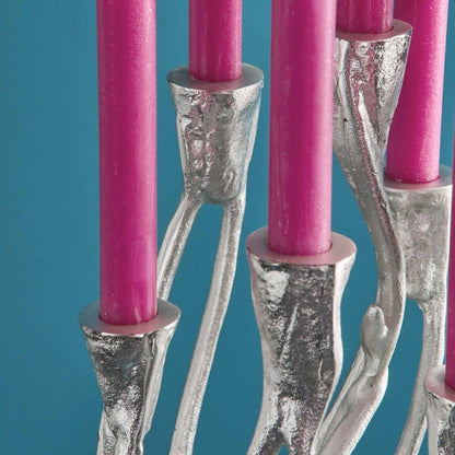 Roots Candlestick Silver, Aluminum, 25 x 22 x 63.5 cm