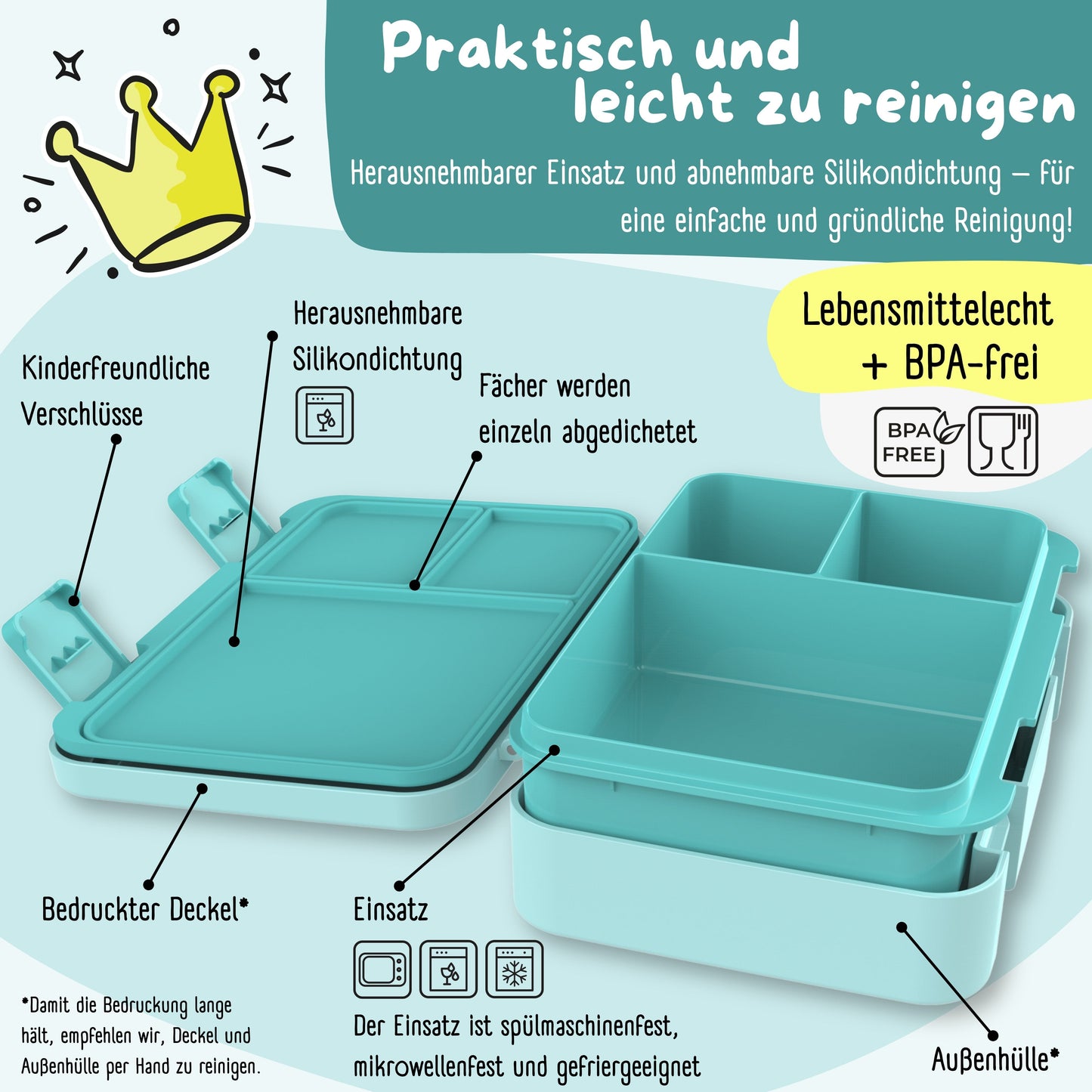 Lunch box with compartments, lightweight & leak-proof - Dolphin