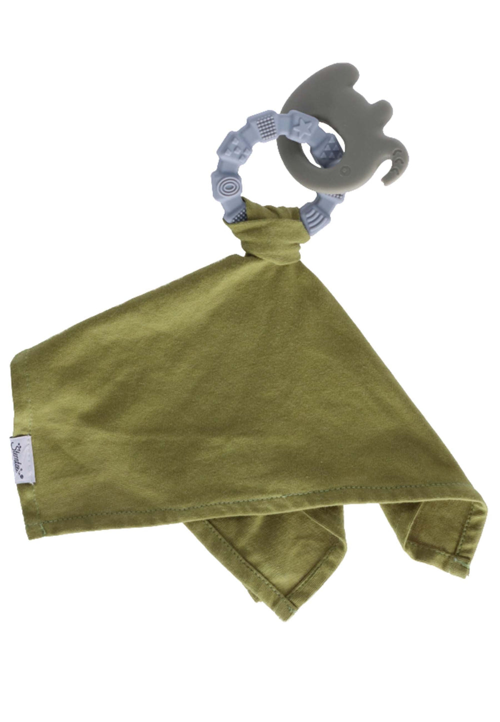 Doudou Éléphant Eddy avec anneau de dentition - vert