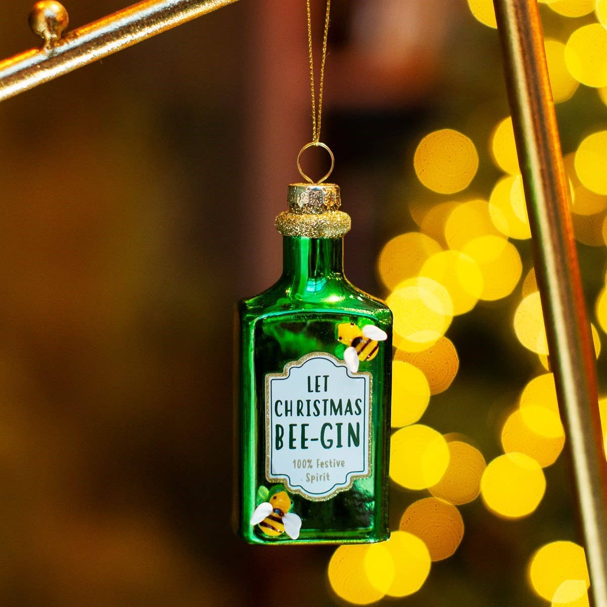Pallina di Natale "Let Christmas Bee" a forma di gin